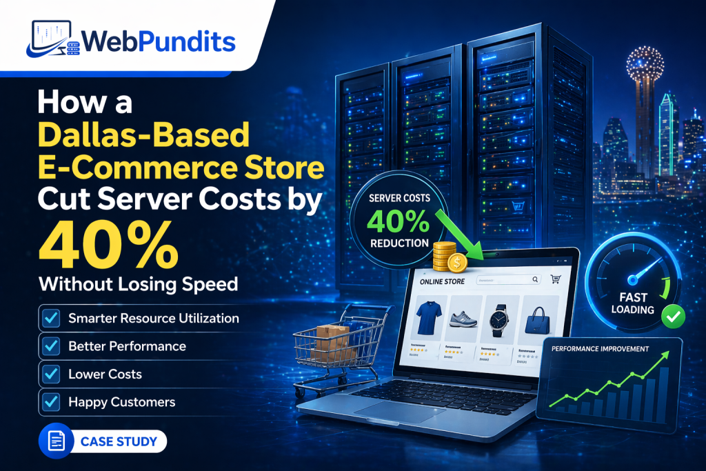 Dallas-based ecommerce store reducing server costs by 40 percent with optimized hosting infrastructure and improved website performance