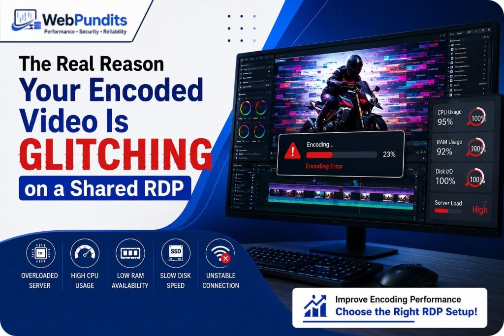 Why encoded videos glitch on shared RDP servers due to high CPU usage and unstable resources