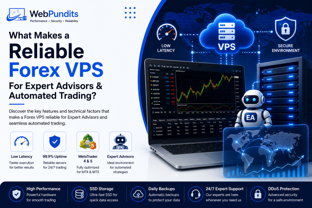 Reliable Forex VPS for Expert Advisors and automated trading with low latency, secure hosting, and MetaTrader support